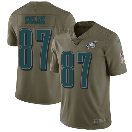 Nike Eagles #87 Brent Celek Olive Men's Stitched NFL Limited Salute To Service Jersey